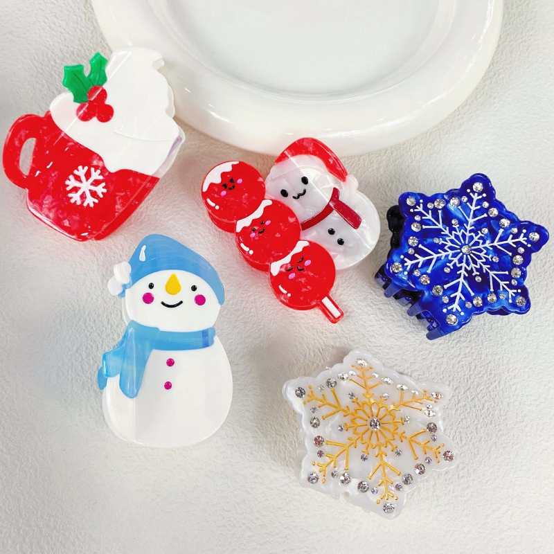 圣诞系列雪花抓夹可爱雪人发夹