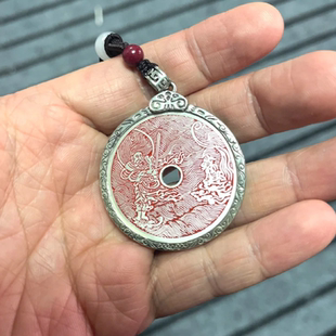 真武大帝太上背花钱吊坠项链独特原创设计轻奢ins时尚精致百搭款