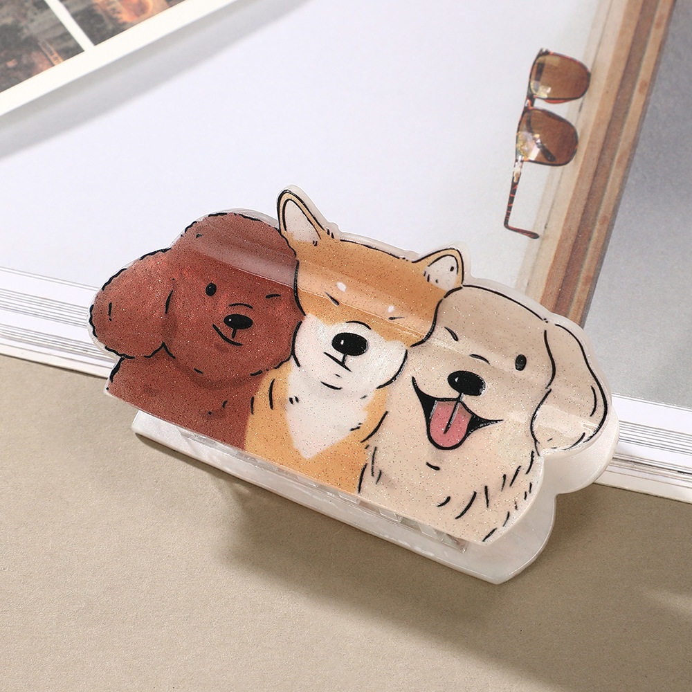 卡通三只小狗可爱抓夹亚克力印花发夹百搭盘发鲨鱼夹女半扎发头饰,饰品/流行首饰/时尚饰品新,发饰,淘宝优惠券,粉丝福利购,淘宝优惠卷