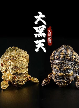 鎏金大黑天三通佛塔藏风文玩手串