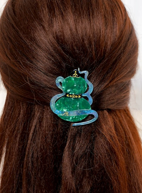 URRYKID翡翠葫芦醋酸夹子高级感国风边夹侧边刘海夹小抓夹发饰品