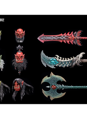 预售定金Metytoyz 冒险者世界 兽人头雕武器 配件包补充 人偶模型