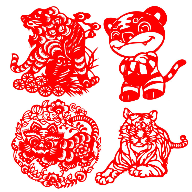 剪刻纸老虎,纸老虎_大山谷图库