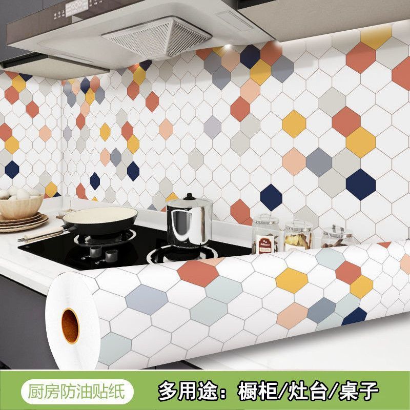 加厚厨房防油贴纸墙面装饰防油加厚耐高温防水自粘橱柜灶台面贴膜
