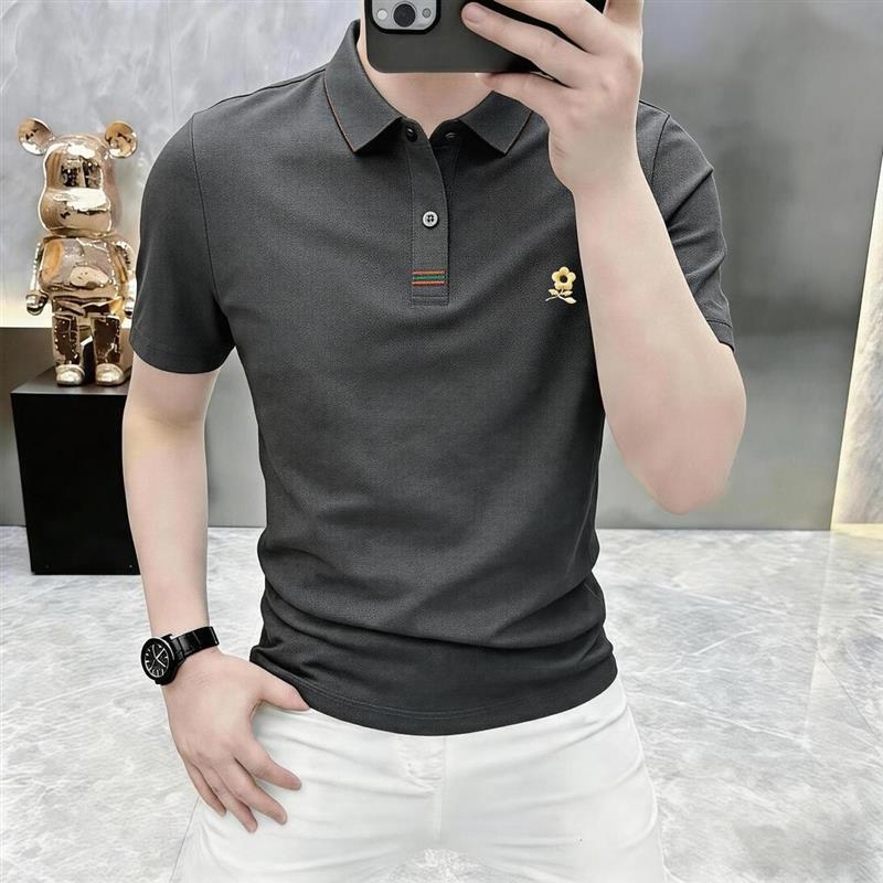 墨峰阁服饰简约轻奢/2026夏季新款男士短袖纯棉刺绣POLO衫商务