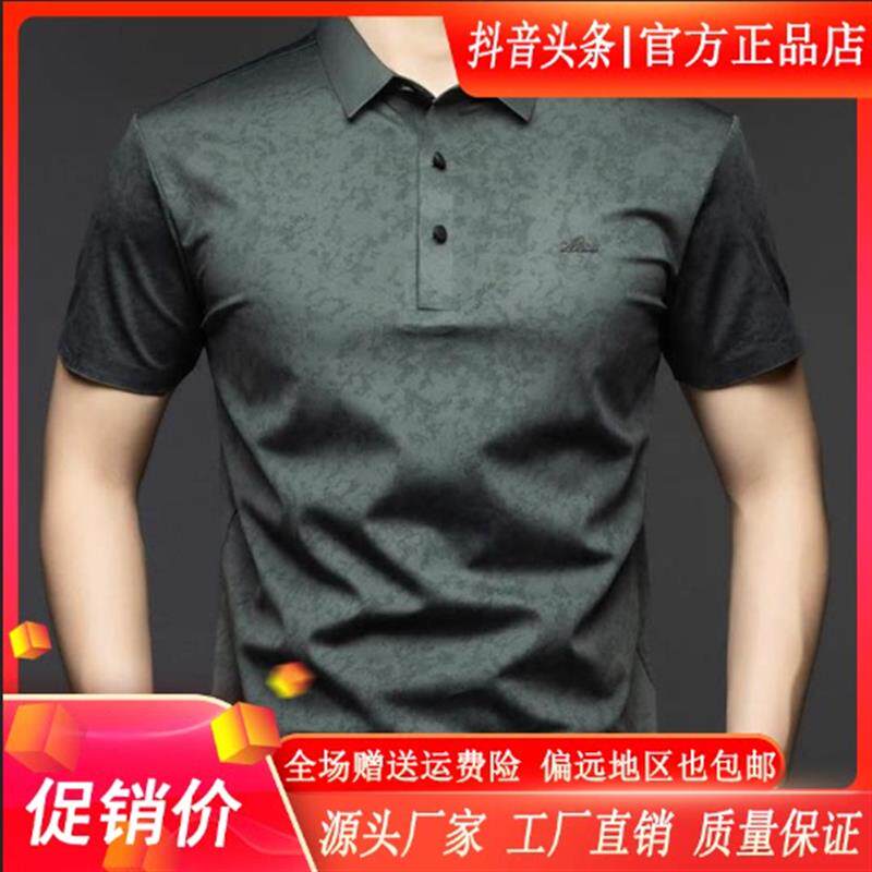 彩亿臻选男装迪瑟森高级感夏季短袖男T恤冰丝翻领半袖polo衫上衣