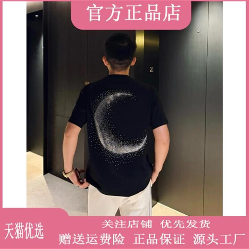 绅度轩服饰LMVQ2026潮流渐变月亮短袖T恤男夏季新款宽松个性上衣