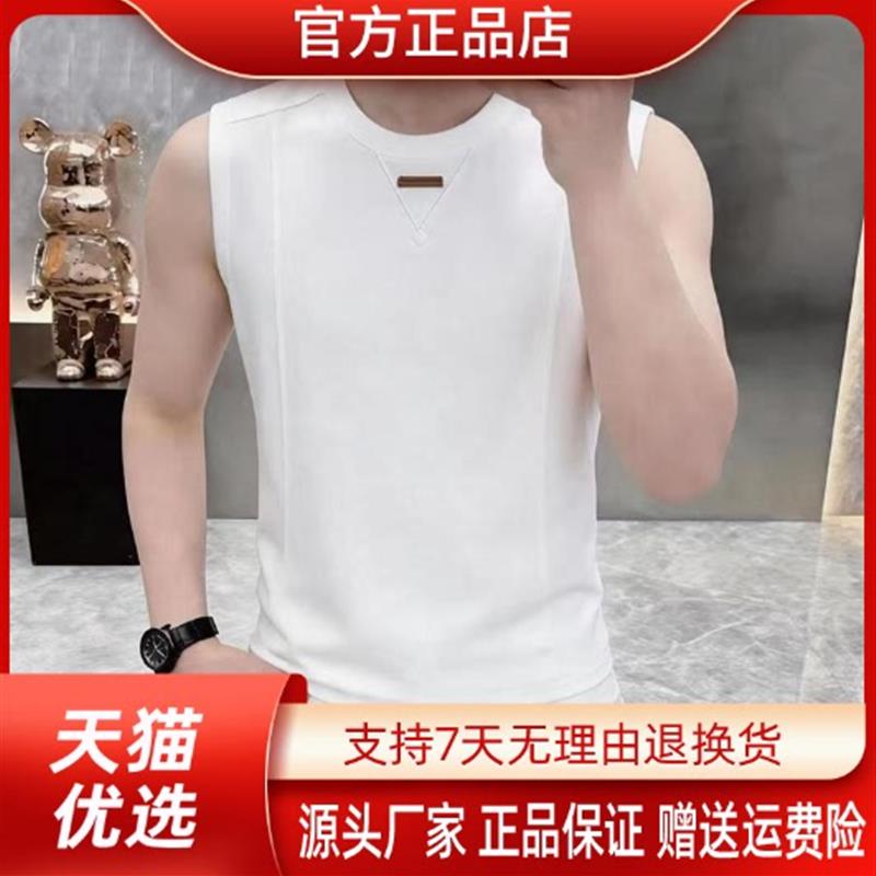烽焱严选轻奢品质高档男士夏季美式圆领无袖背心T恤跑步运动坎肩