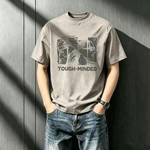 潮牌美式复古短袖T恤男夏季新款百搭青年圆领休闲纯棉大码体恤帅