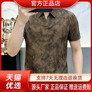 桑植服装店老钱风短袖T恤男士夏季高级感修身翻领polo衫半袖t恤