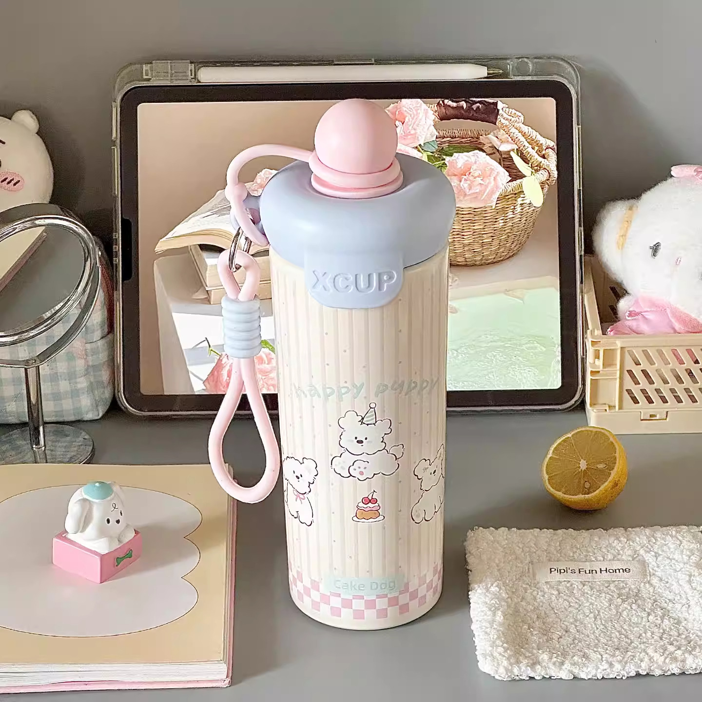 新款可爱卡通动物浮球杯316不锈钢保温杯学生儿童便携提绳吸管杯,餐饮具,保冷/保温杯,淘宝优惠券,粉丝福利购,淘宝优惠卷