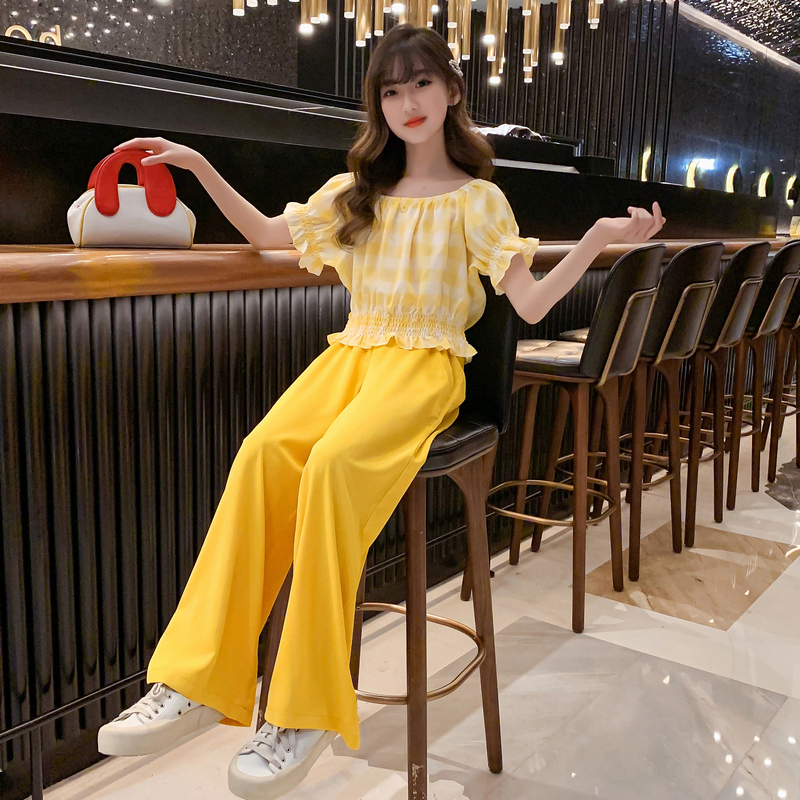 女童夏装雪纺阔腿裤套装2023年新款薄款洋气中大儿童炸街时髦网红