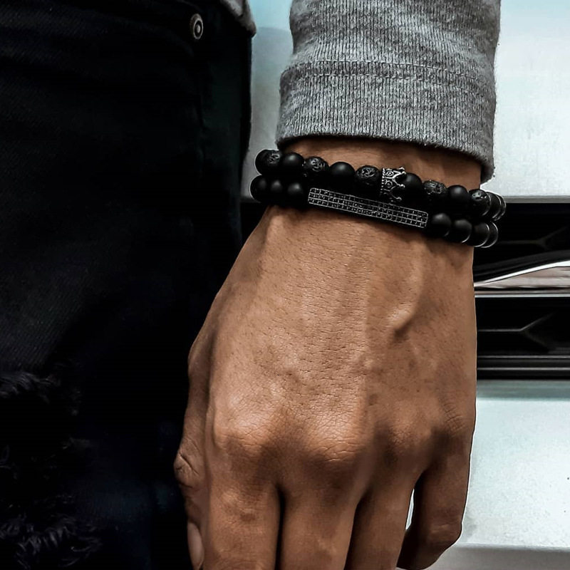 Bracelets Party men mens set punk Steel Bracelet Beaded