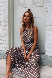 2019 summer print long dress female dresses 波点长裙女连衣裙