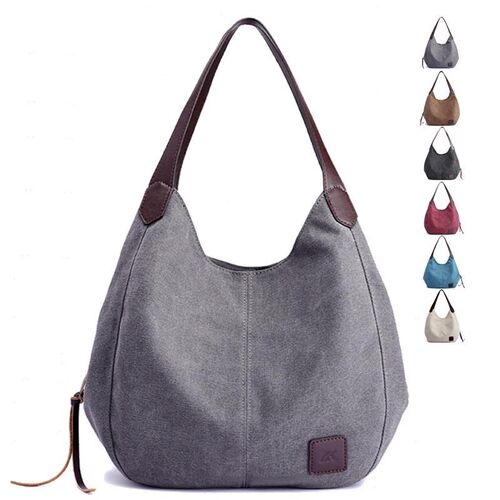 Women Canvas Single Shoulder Bags Solid Lady Totes Bolsas
