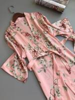 dressing gown fashion delicate pink floral women home robes thumbnail 5