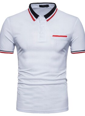 Men summer cotton Slim collar Polo shirt boys short t-shirts