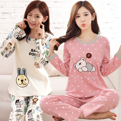 Autumn and winter sleeping clothes loose cotton long