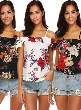 2018Summer Women Chiffon Loose Blouse T-Shirts Ladies Tops