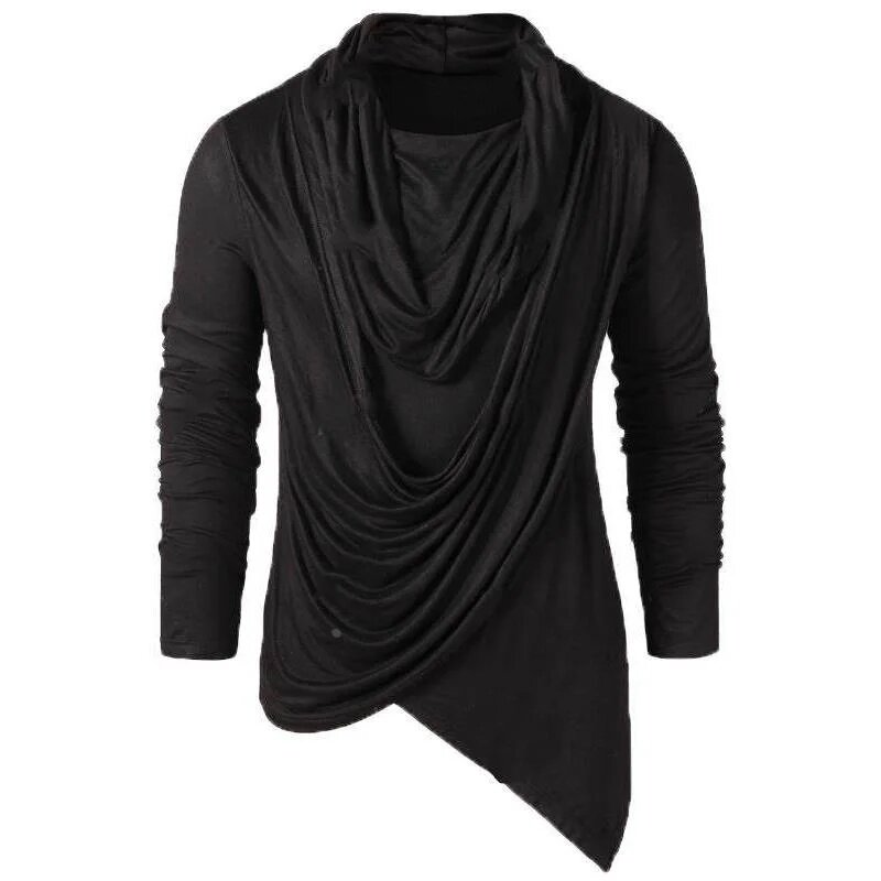 Men's pile neck long sleeved T-shirt   男式堆堆领修身长袖T恤