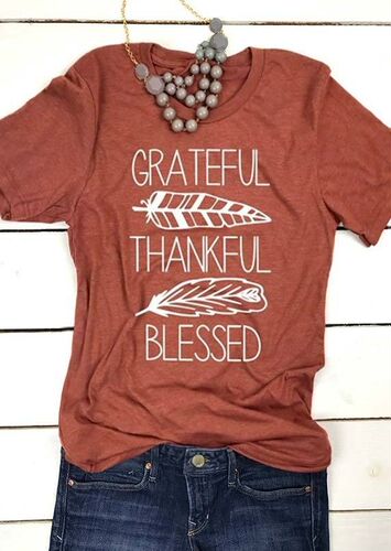 Women T-shirt Summer Short Sleeve t shirt Brick Red Blessed
