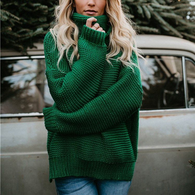 2018 winter women knitted turtleneck sweater tops knitwear