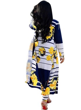 2018 printed cardigan coat + trousers women suits妇女两件套
