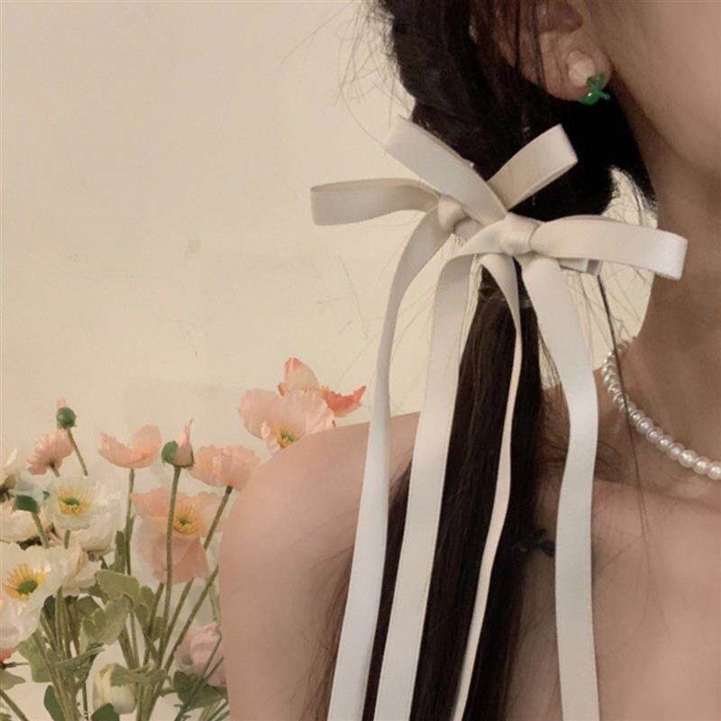Double Bow Hairpin Cute Braided Long Ribbon Hair Clip Hair B