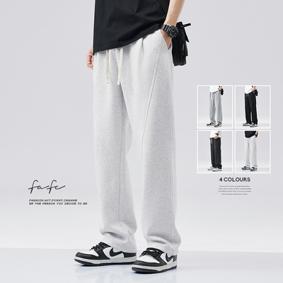 FAFC2025秋季重磅卫裤男款美式高街宽松直筒运动休闲弯刀长裤子潮