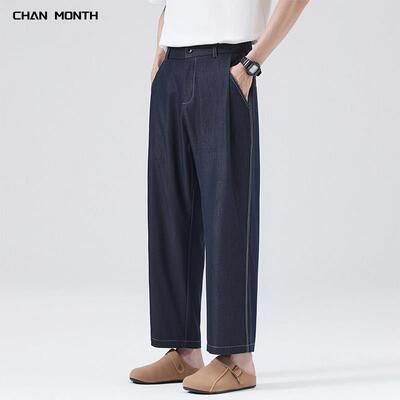 CHAN MONTH美式夏季新款丹宁牛仔双色纱线凉感直筒垂感休闲九分裤