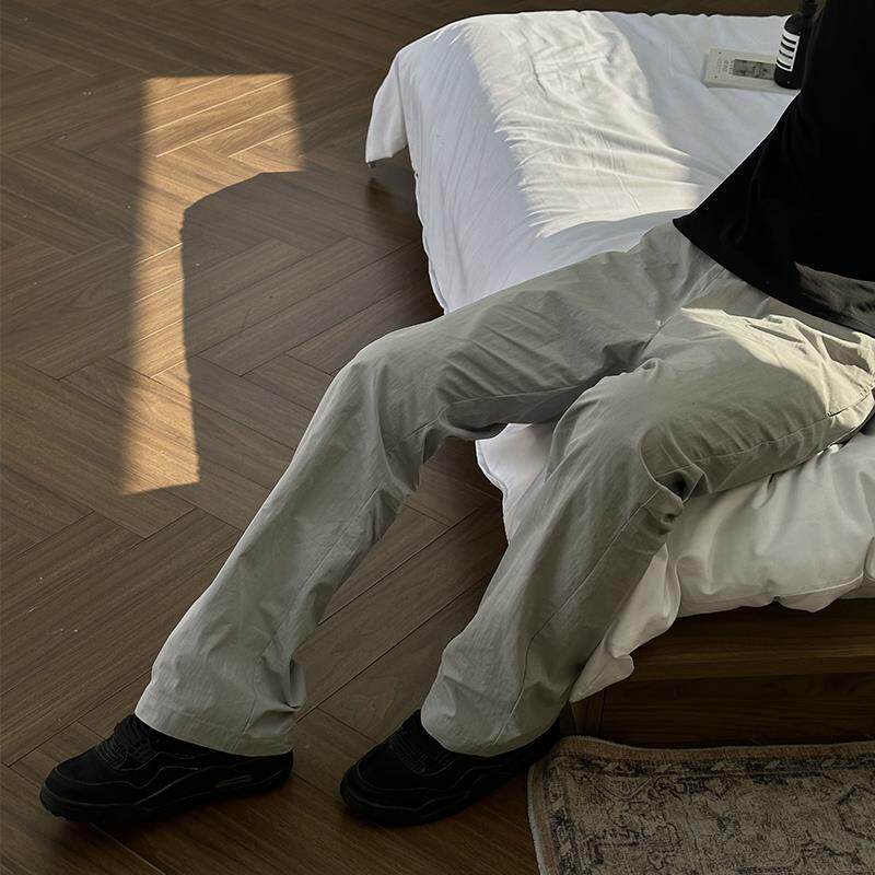 ZOZO FOREST“弯刀褶皱”bootcut版型凉感夏季宽松梭织休闲裤