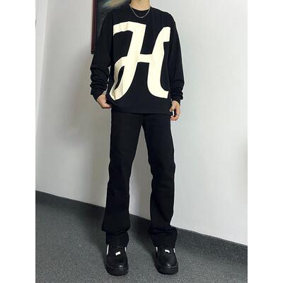 HELIPORT停机坪 H字母印花圆领卫衣男女同款宽松休闲长袖上衣