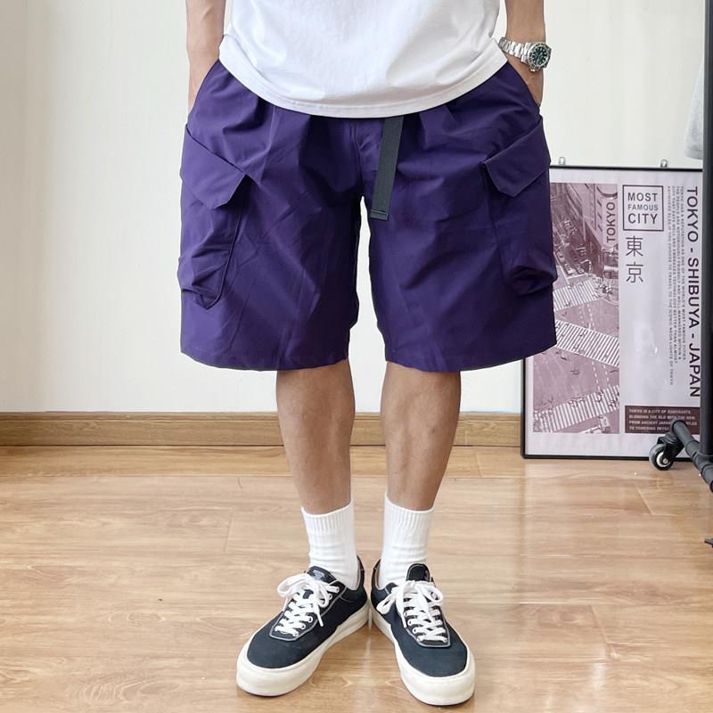 夏山系薄款机能速干 日系户外冲锋宽松五分工装短裤男cityboy紫色