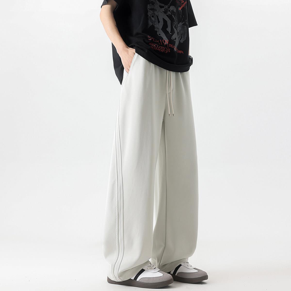 三分焦点 2026新款美式夏季薄款运动厚棉裤男士休闲宽松阔腿长裤