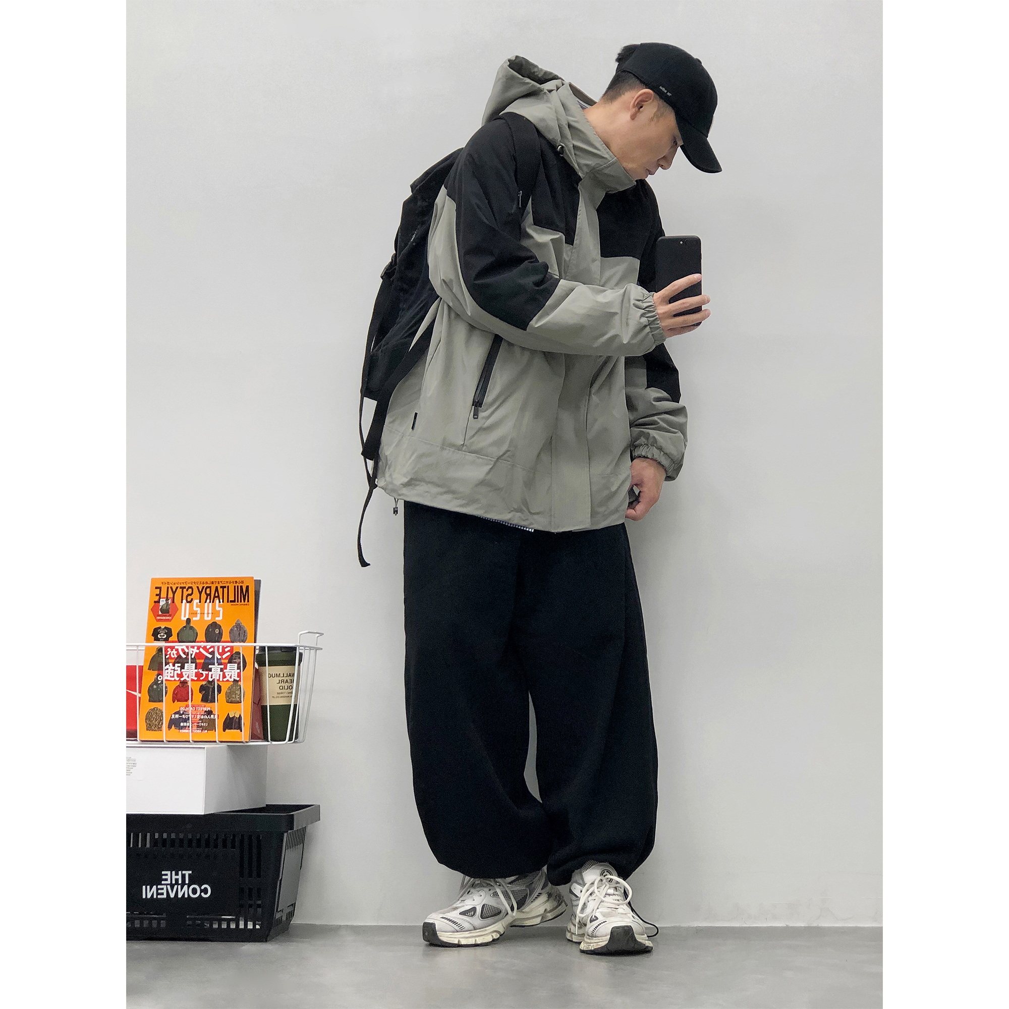 DustinHFM 日系三合一可拆卸冲锋衣外套男冬季防风防水连帽棉衣潮