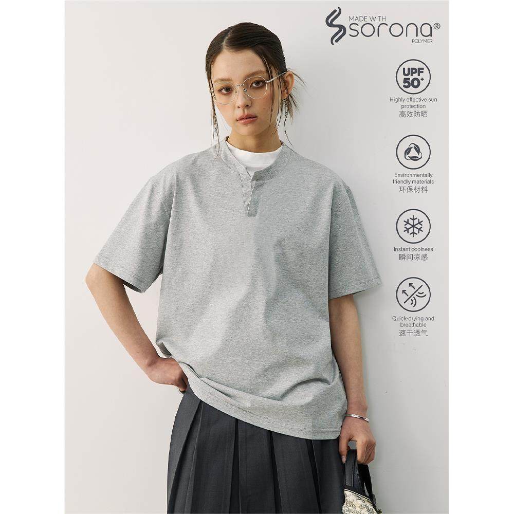LR MADE 25SS Sorona®凉感速干 不对称双层领 简约假两件短袖T恤