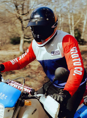 BSMC新款复古越野骑行服山地摩托车透气网眼T恤速干衣骑士机车服