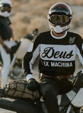 新款复古越野摩托车骑行服装备透气速干长袖T恤黑色赛车机车服男