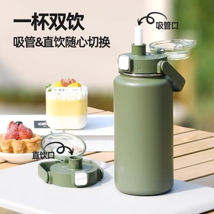 哈尔斯新款 不锈钢大容量保温杯男女户外运动提手学生水杯1200ml