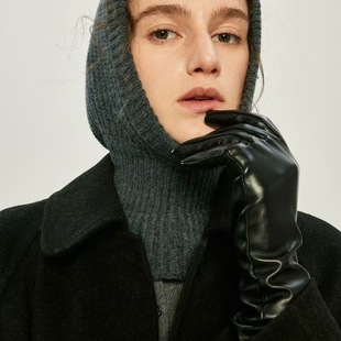 经典羊毛混纺针织巴拉克拉保暖套头毛线法帽女秋冬显脸小气质清冷