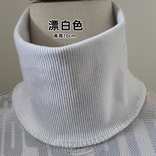 10cm螺纹高领假领套头保暖针织罗文领子白色