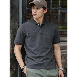 美式覆古polo衫男深灰色纯色高级感简约宽松男士2025夏季短袖T恤