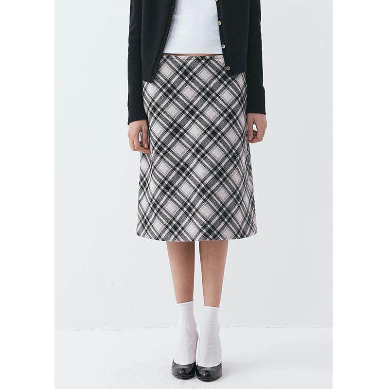 法式气质显瘦毛呢格子半身裙女2025年秋冬新款气质名媛包臀直筒裙