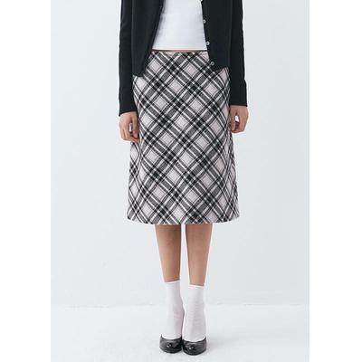 法式气质显瘦毛呢格子半身裙女2025年秋冬新款气质名媛包臀直筒裙