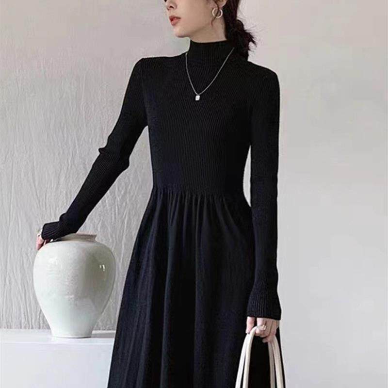 法式针织打底连衣裙子女秋冬长款气质御姐轻熟风配大衣内搭毛衣裙