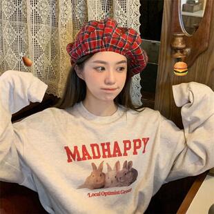 圆领卫衣女春秋季薄款小个子学院风中长款套头上衣服外套早秋新款