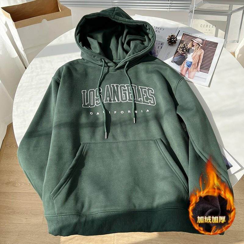 秋冬季美式复古连帽加绒卫衣女2025新款宽松长袖慵懒风上衣外套潮