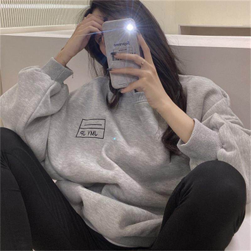 美式复古宽松男女休闲长袖上衣炸街印花无帽套头情侣装卫衣外套潮