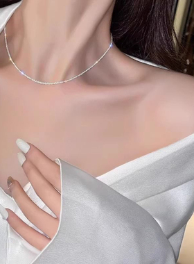 新款菜花链项链女ins银色波光粼粼满天星锁骨链闪烁项链简约素链