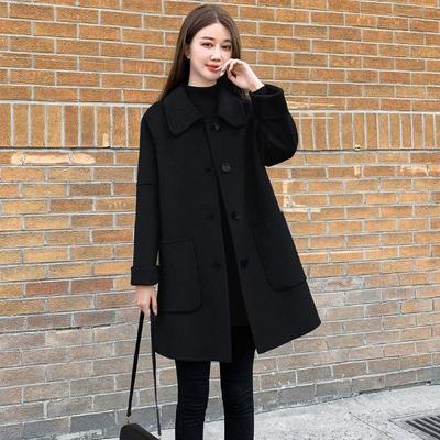 夹棉加厚黑色百搭中长款